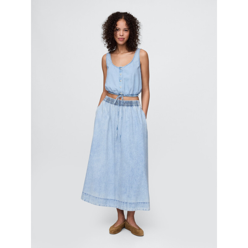 SL BTTN FRONT CINCHED TOP - LT MULDER LIGHT WASH