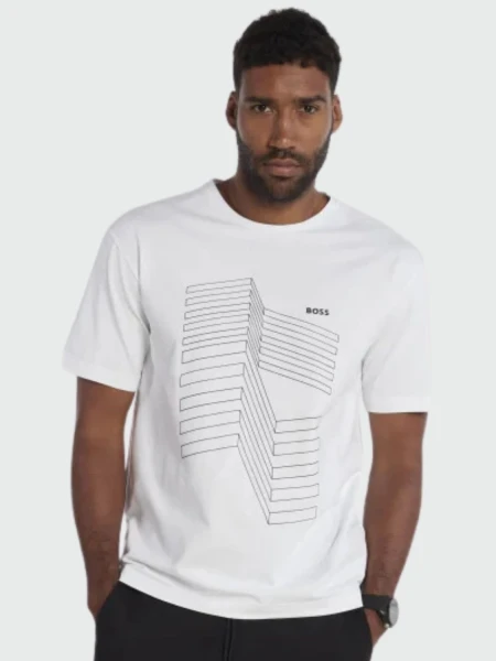 Hugo Boss -Remera de algodón estampada, relaxed fit, TEE 6 Blanco