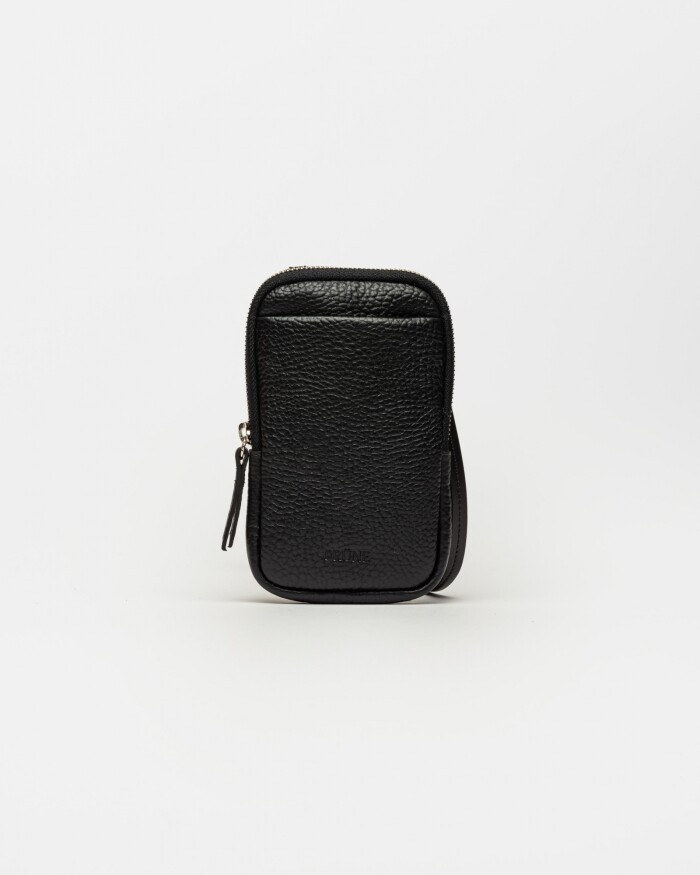 Porta celular Pia en cuero graneado Negro