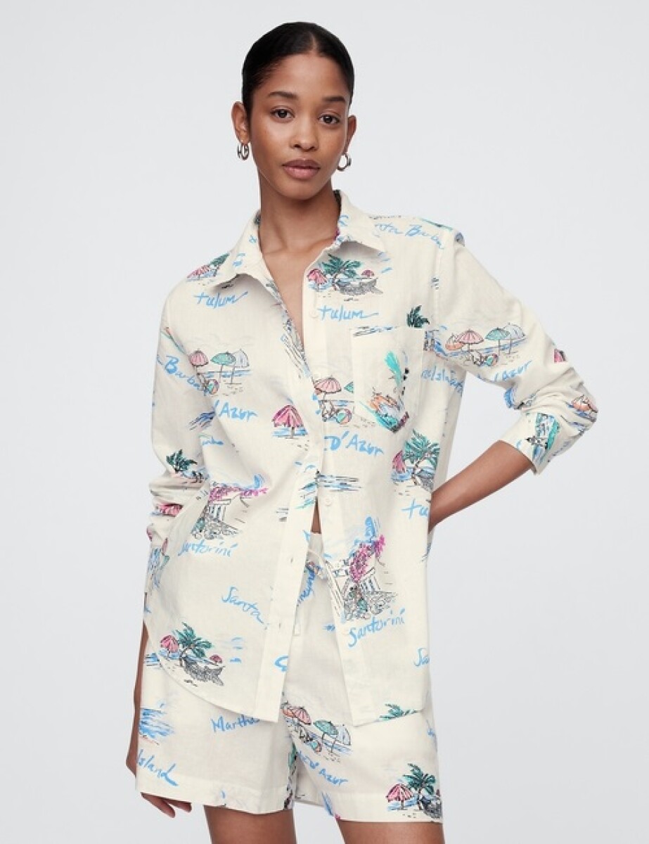 Camisa De Lino Brannan Mujer - Vacationland 