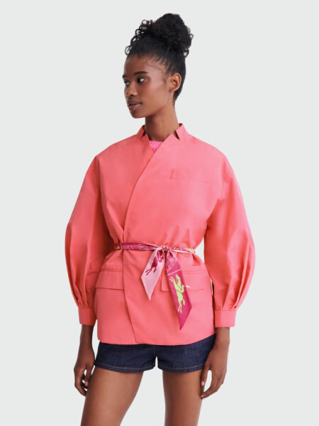 Longchamp - PAÑUELO SEDA TORRE EIFFEL Fucsia