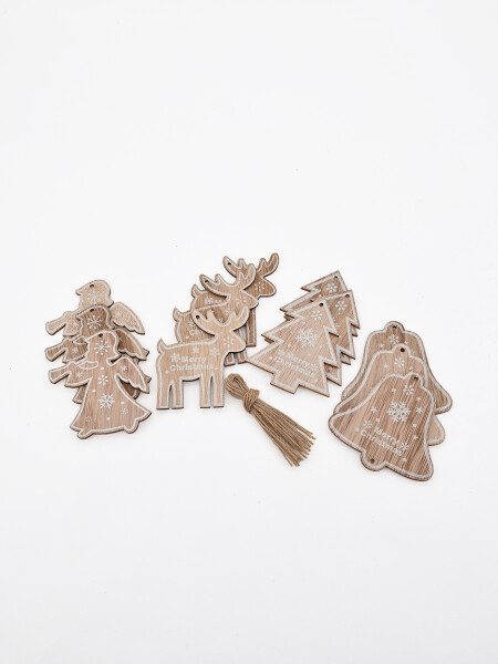 ADORNO COLGANTE MDF 12 PCS BEIGE