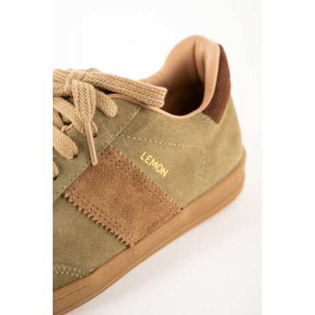 Zapatilla Gamuza Combinada Pistacho