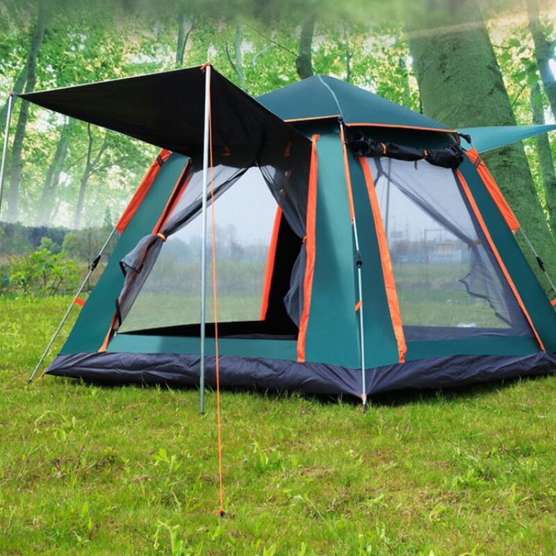 Carpa con Avance Liviana Impermeable Ventilada Capacidad 3 a 4 personas Verde