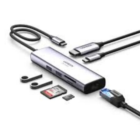 Ugreen Hub 7 en 1 Gigabit Ethernet/pd/hdmi 4K/SD 001