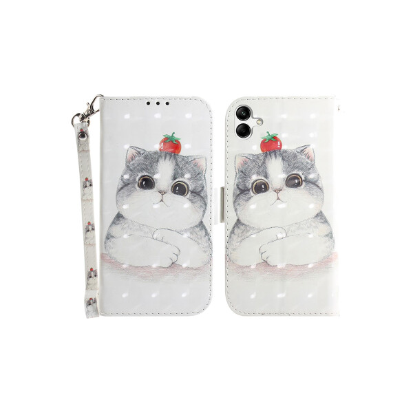 Flip cover Samsung Galaxy A04E diseño gato con frutilla Flip Cover Samsung Galaxy A04e Diseño Gato Con Frutilla