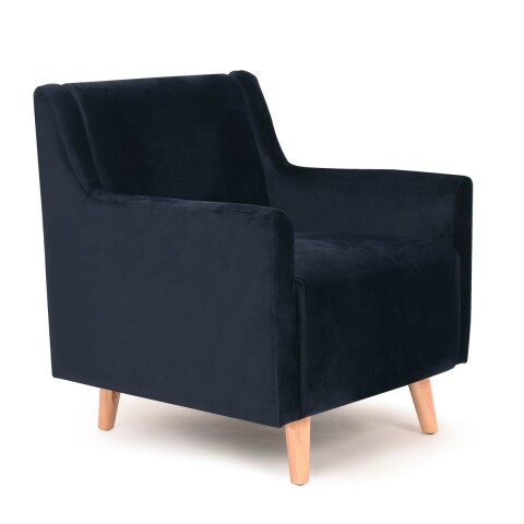 Butaca Sillon Poltrona Durham Tejido Patas Madera AZUL