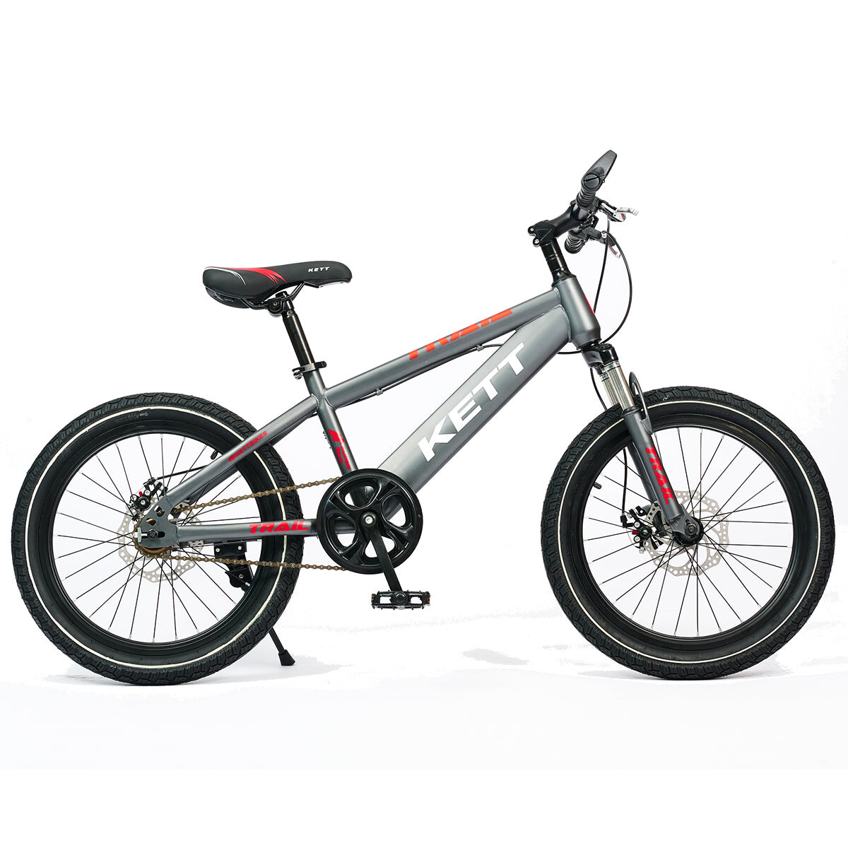 Bicicleta Montaña Kett Rodado 20 Acero Freno Disco - Trail-Gris-Rojo 