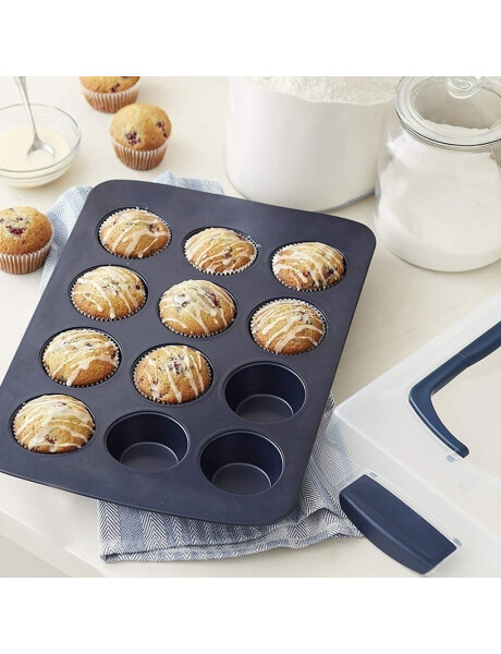 MOLDE MUFFIN X12 GRIS ANTIADHERENTE. 35X26.5X3CM MOLDE MUFFIN X12 GRIS ANTIADHERENTE. 35X26.5X3CM
