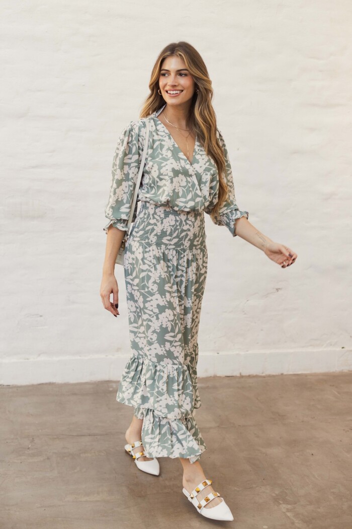 VESTIDO VALENTINA MAXI FLORAL GREENISH VESTIDO VALENTINA MAXI FLORAL GREENISH