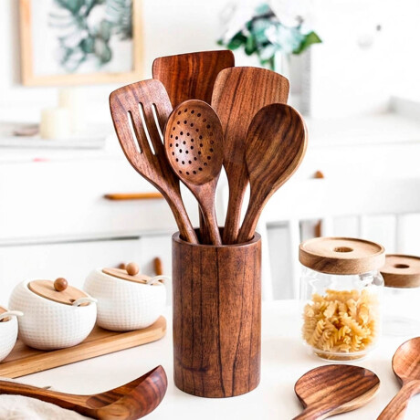 Set Utensilios Cocina Madera X9 Cucharones Calidad Set Utensilios Cocina Madera X9 Cucharones Calidad