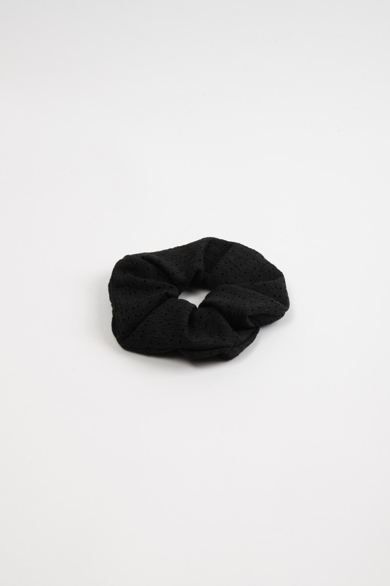 Scrunchie pointelle Negro