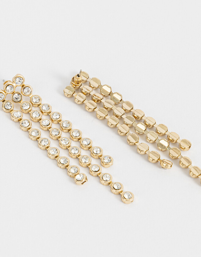 Aros Colgantes Largos Con strass Aros Colgantes Largos Con Strass - Dorado