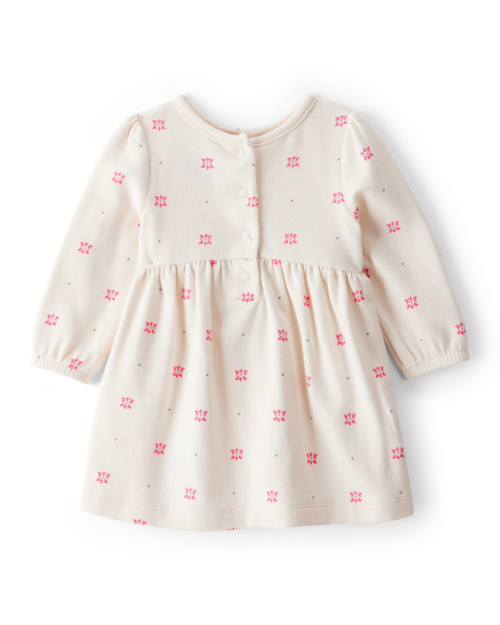 Set dos piezas, vestido de algodón y chaleco sherpa rosado Sin color