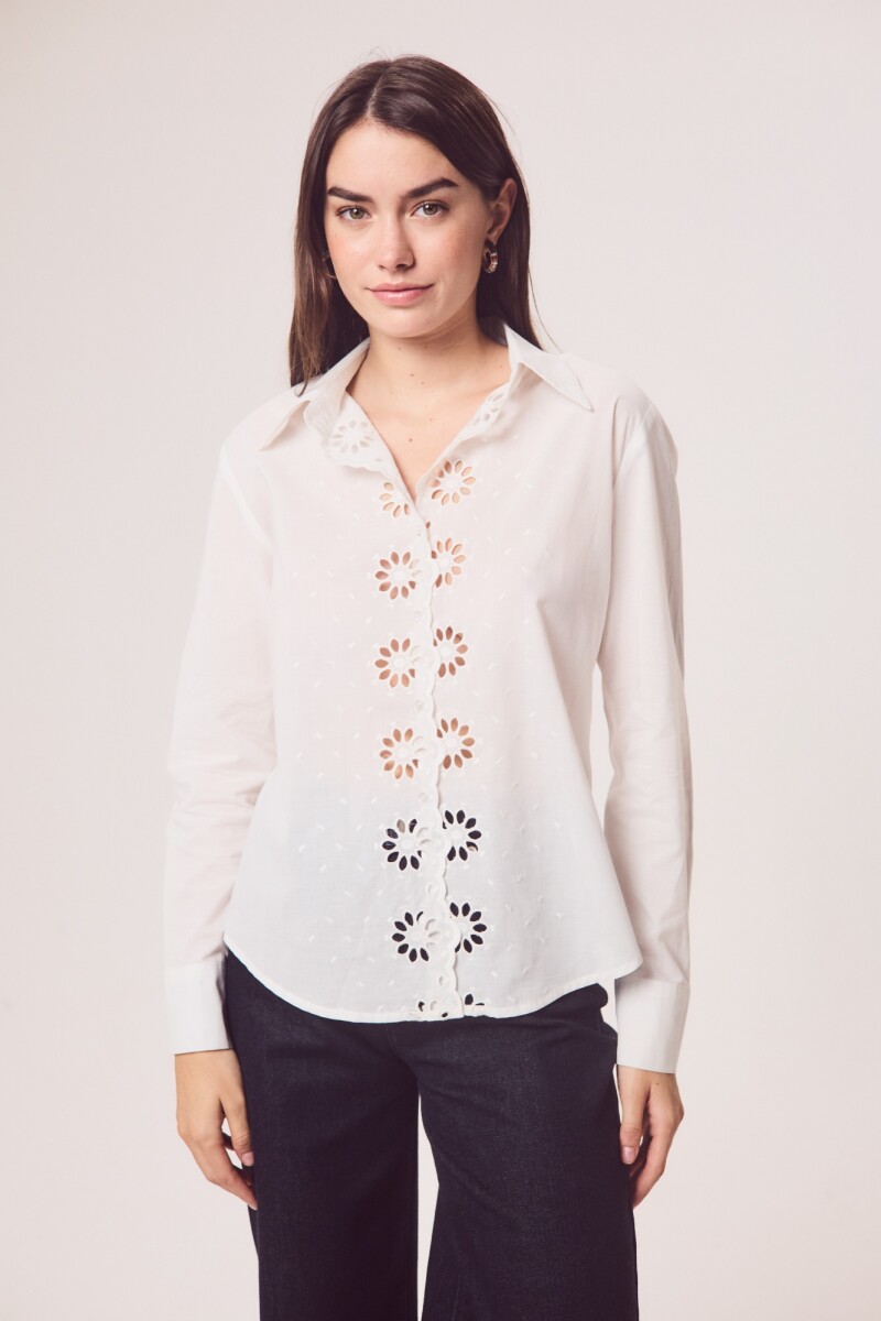Camisa Broderie Nácar