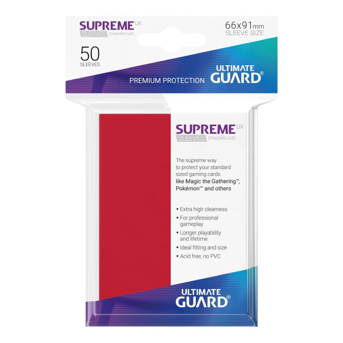 Ultimate Guard Supreme UX - 50 Sleeves Standard Size - Red 