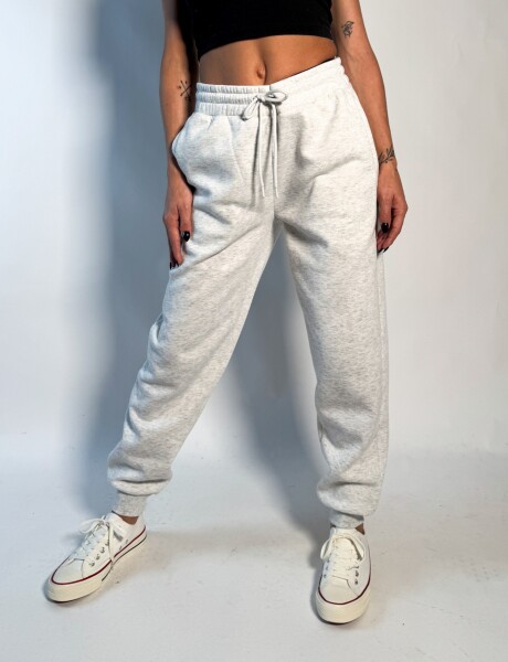 Jogger de algodon con puño Gaia Gris Claro