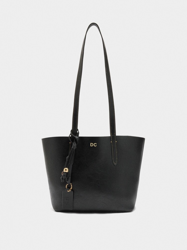 Bolso Shopper Reversible Con Bolsa Extraíble M negro