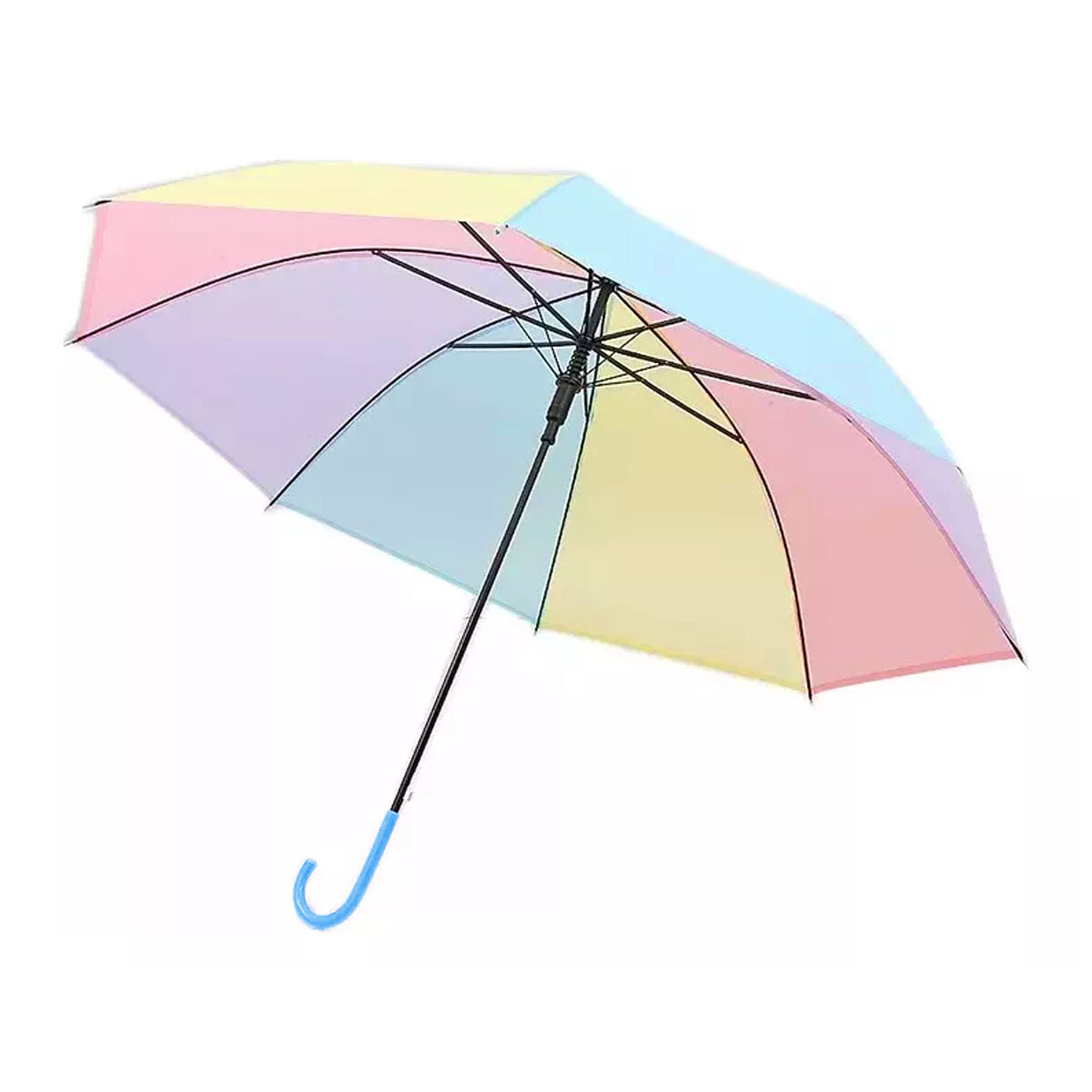 Paraguas Largo Infantil con Diseño Arco Iris para Lluvia - Celeste 