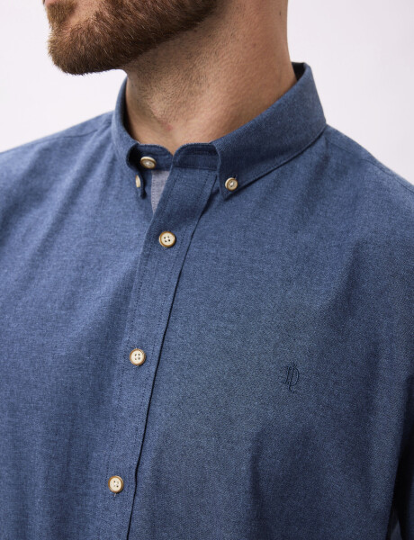 Camisa m/l tramada azul