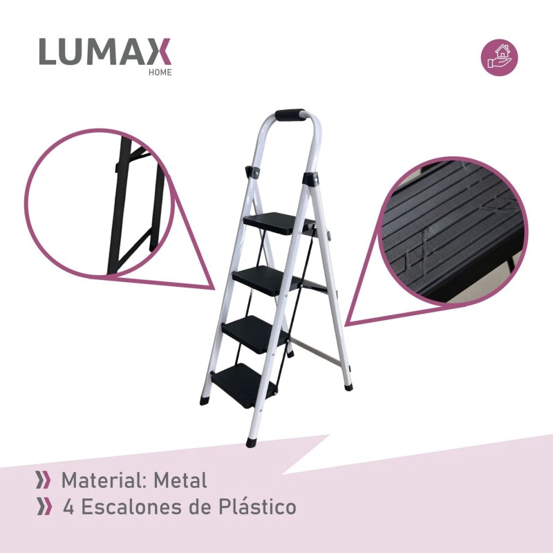 Escalera Tijera 4 Escalones De metal/plastico Negro/Blanco
