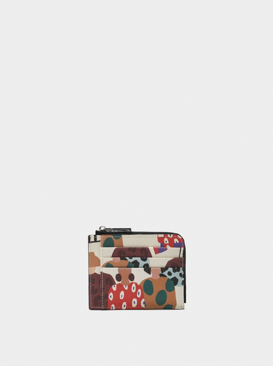 Tarjetero Estampado Con Textura - multicolor 