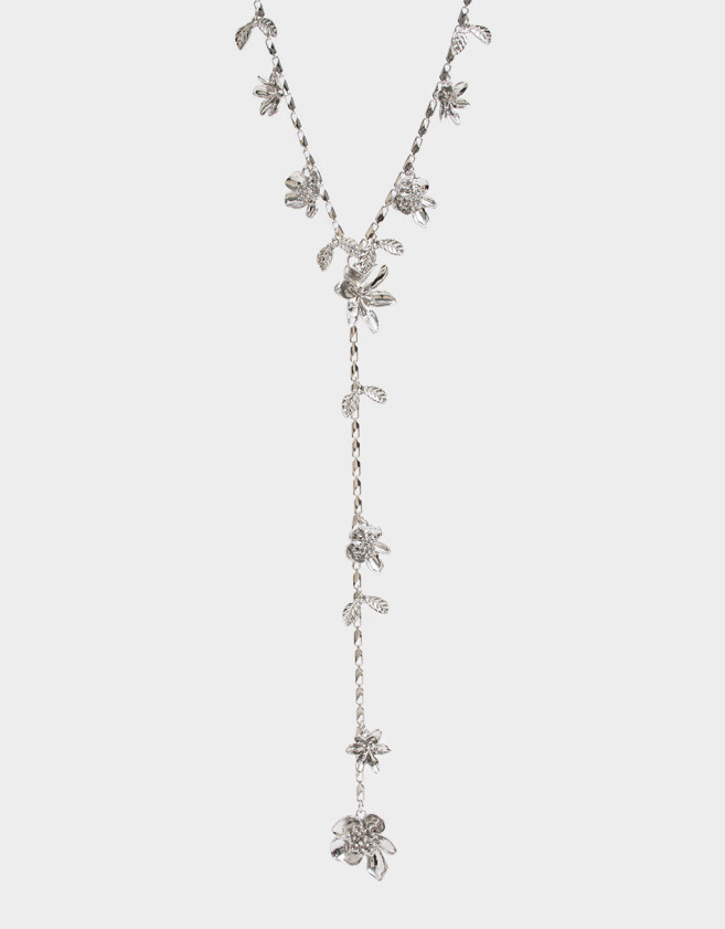 Collares Largos Flores Largos - Plateado
