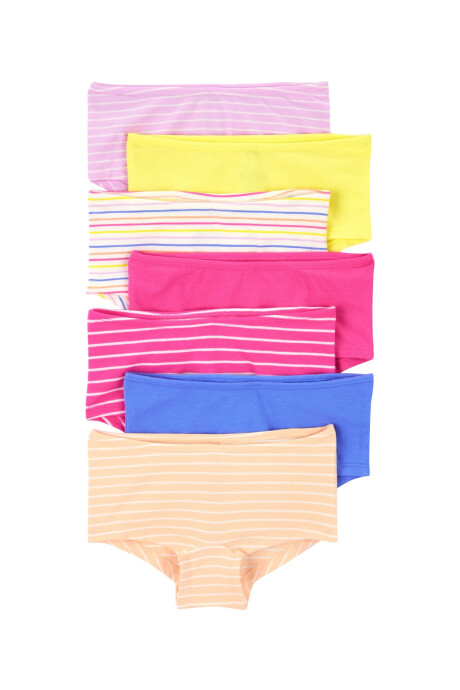 Pack siete bombachas de algodón, tipo bóxer. Talles 6-12 Sin color