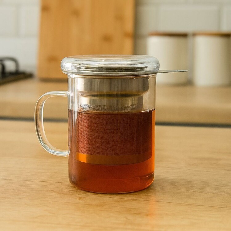 TAZA TETERA DE VIDRIO CON INFUSOR TRAMONTINA 350ML TAZA TETERA DE VIDRIO CON INFUSOR TRAMONTINA 350ML