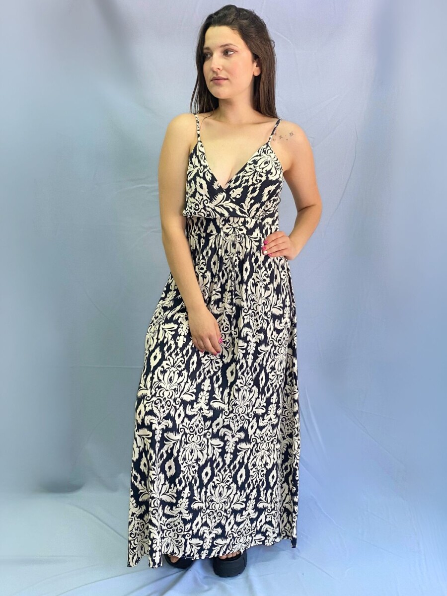 Vestido Ethnic Flowers - Black/white 