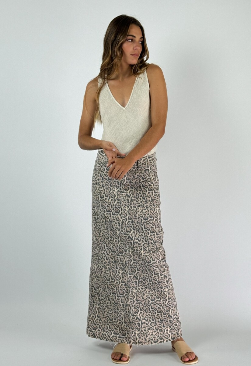 POLLERA JEAN LIA PRINT - BEIGE 