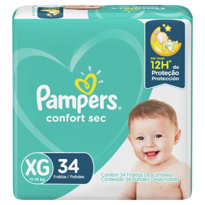 PAMPERS CONFORT SEC VERDE XGDE PAQ. X 34 única