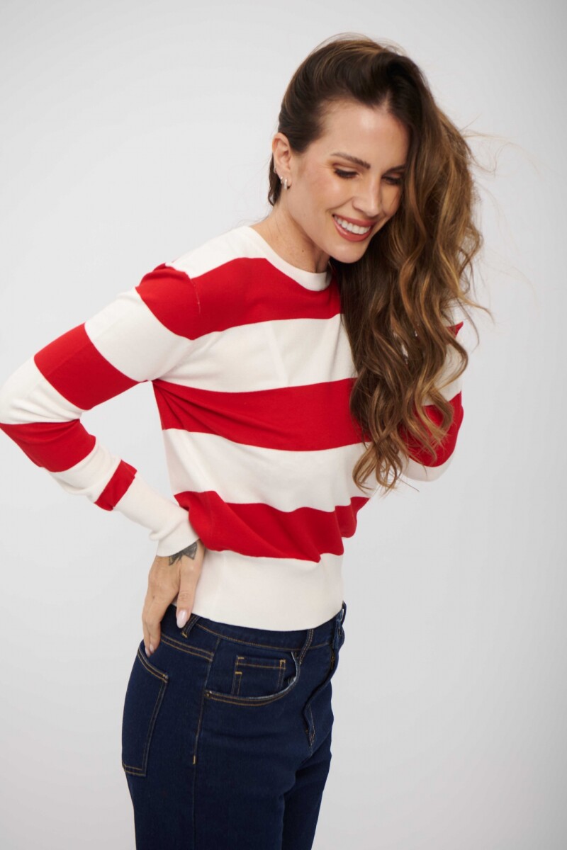 BUZO LORENZA CRUDO Y ROJO CEREZA