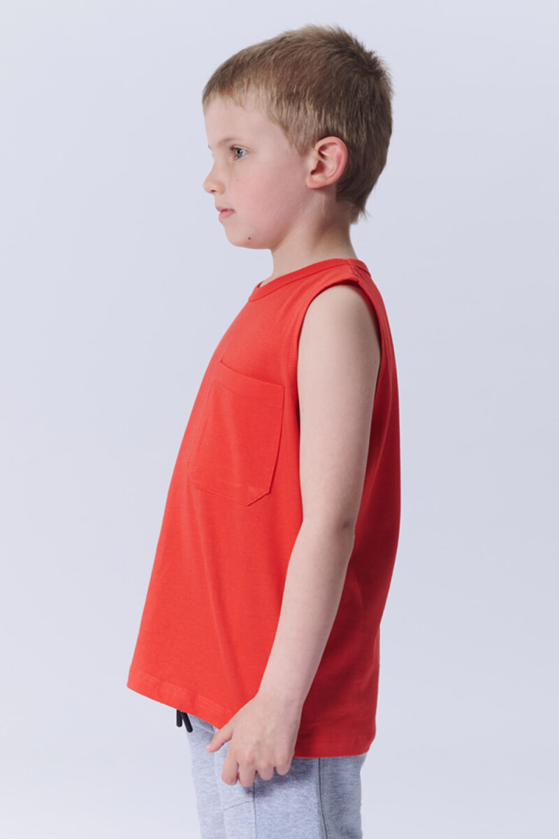 Musculosa Con Bolsillos Rojo