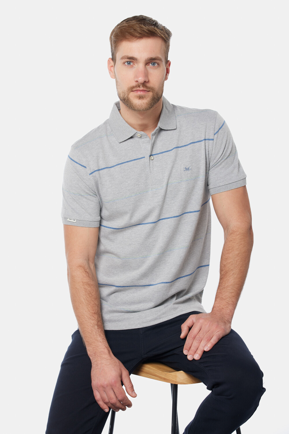 POLO JERSEY RAYADA Gris