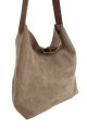 Tote bag de cuero con gamuza Beige