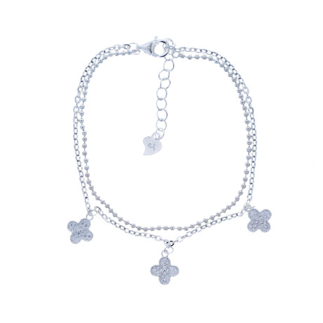 Pulsera de plata 925 con dijes con circonias. Pulsera de plata 925 con dijes con circonias.