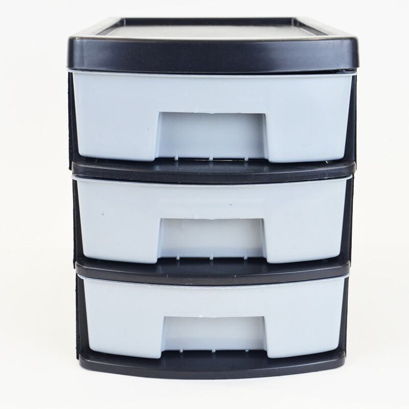 Gavetero organizador de plástico 3 bandejas NEGRO