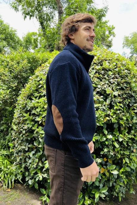 Zip Sweater Men Azul Marino