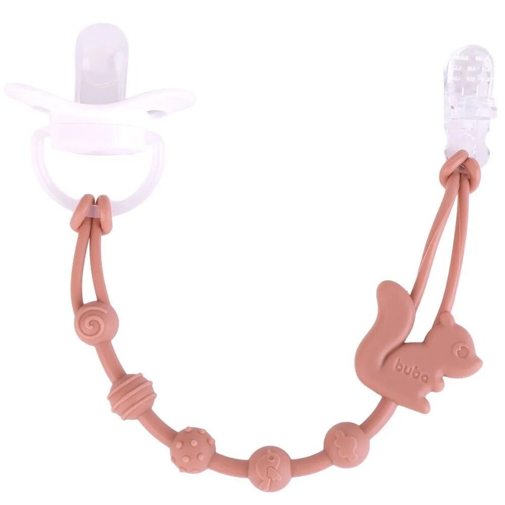 Clip para chupete silicona BUBA Cloudy rosado