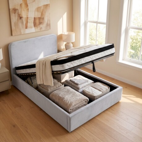 Sommier Baul 1 Plaza HAMPTONS Mercury Con Respaldo Sommier Baul 1 Plaza HAMPTONS Mercury Con Respaldo