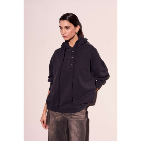 Sweater Capucha Lavado Negro Lavado