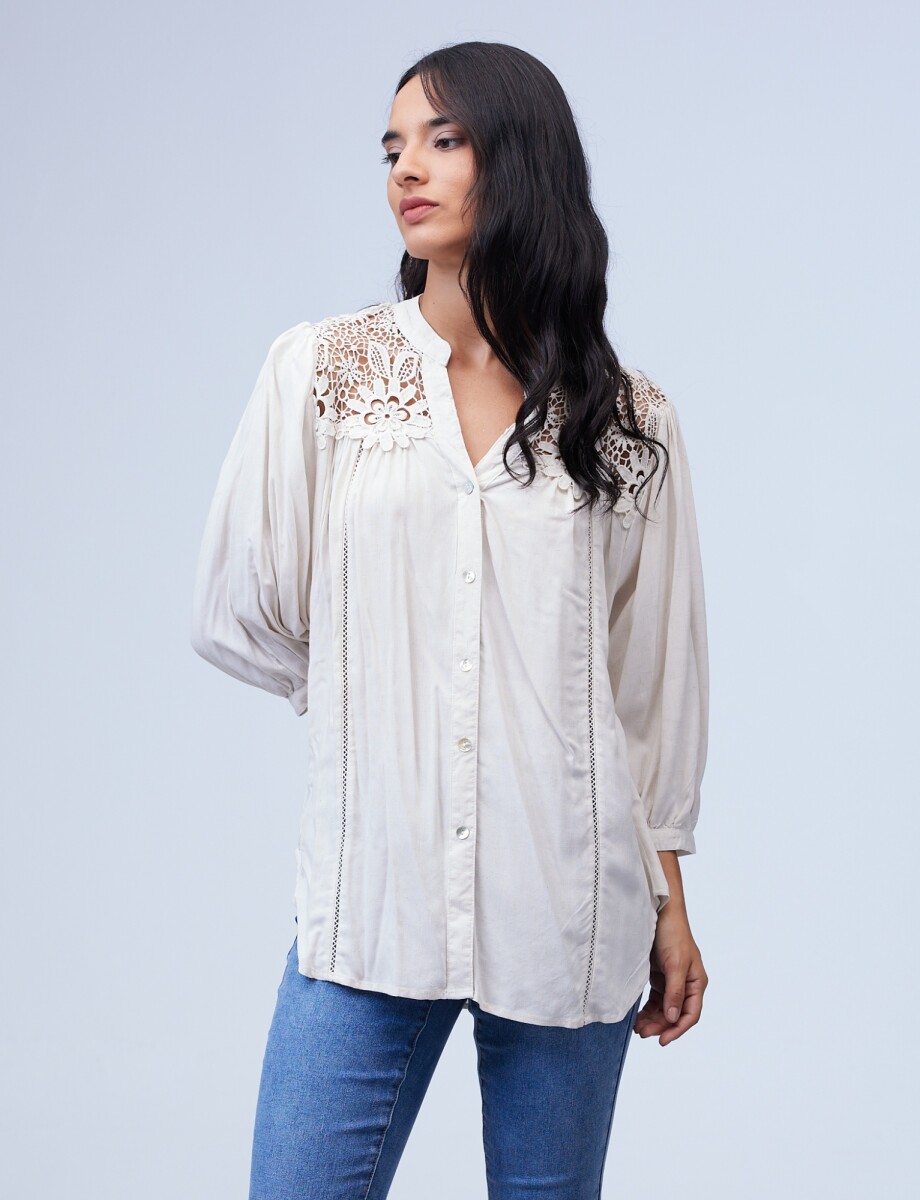 Blusa Crochet - Beige Claro 