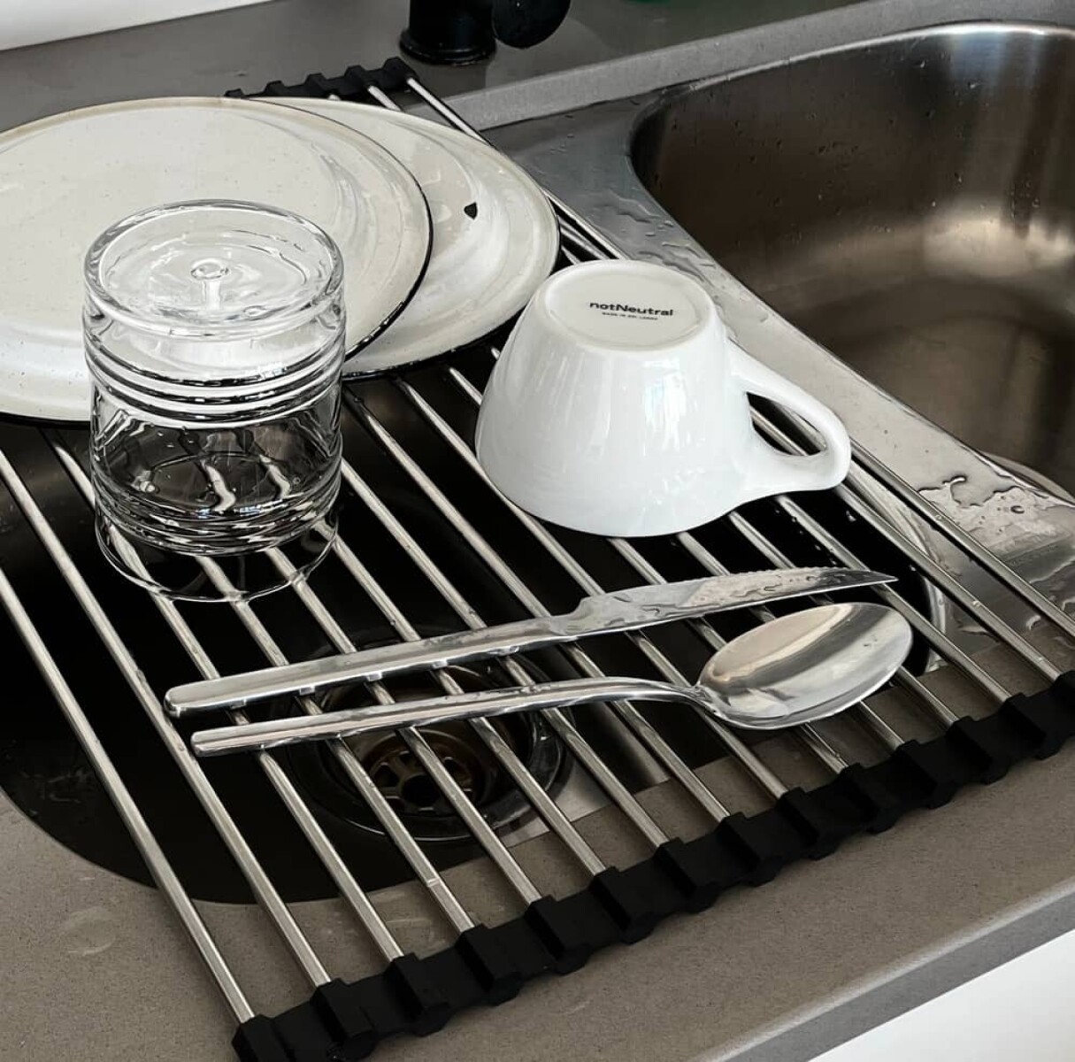 Escurridor de platos enrollable fregadero 