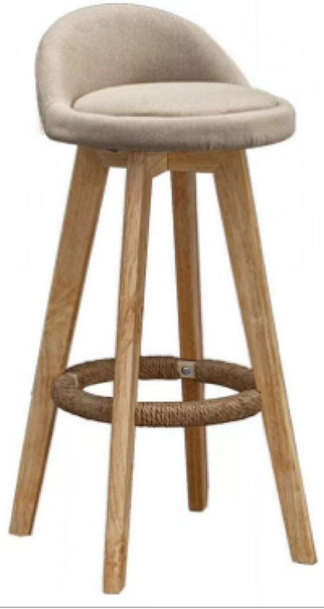 Banqueta de Madera Tapizada con Asiento de Tela 