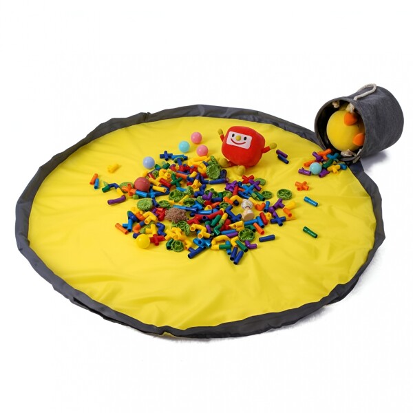 Canasto Alfombra Organizador Juguetes Plegable C/ Asa 150 cm Color Gris