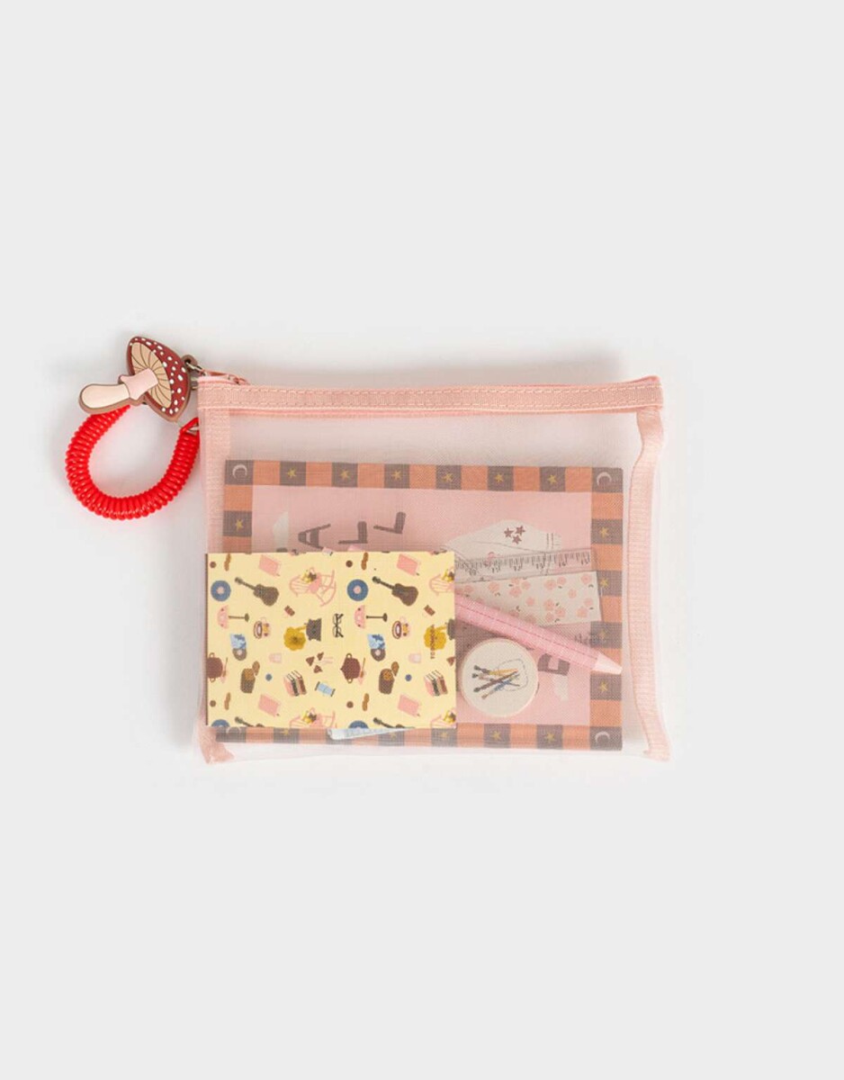 Set De Librería En Estuche De Mesh Con Strap Y Charm - Combinacion Multicolor 