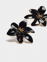 Pendientes Flor Esmaltados negro