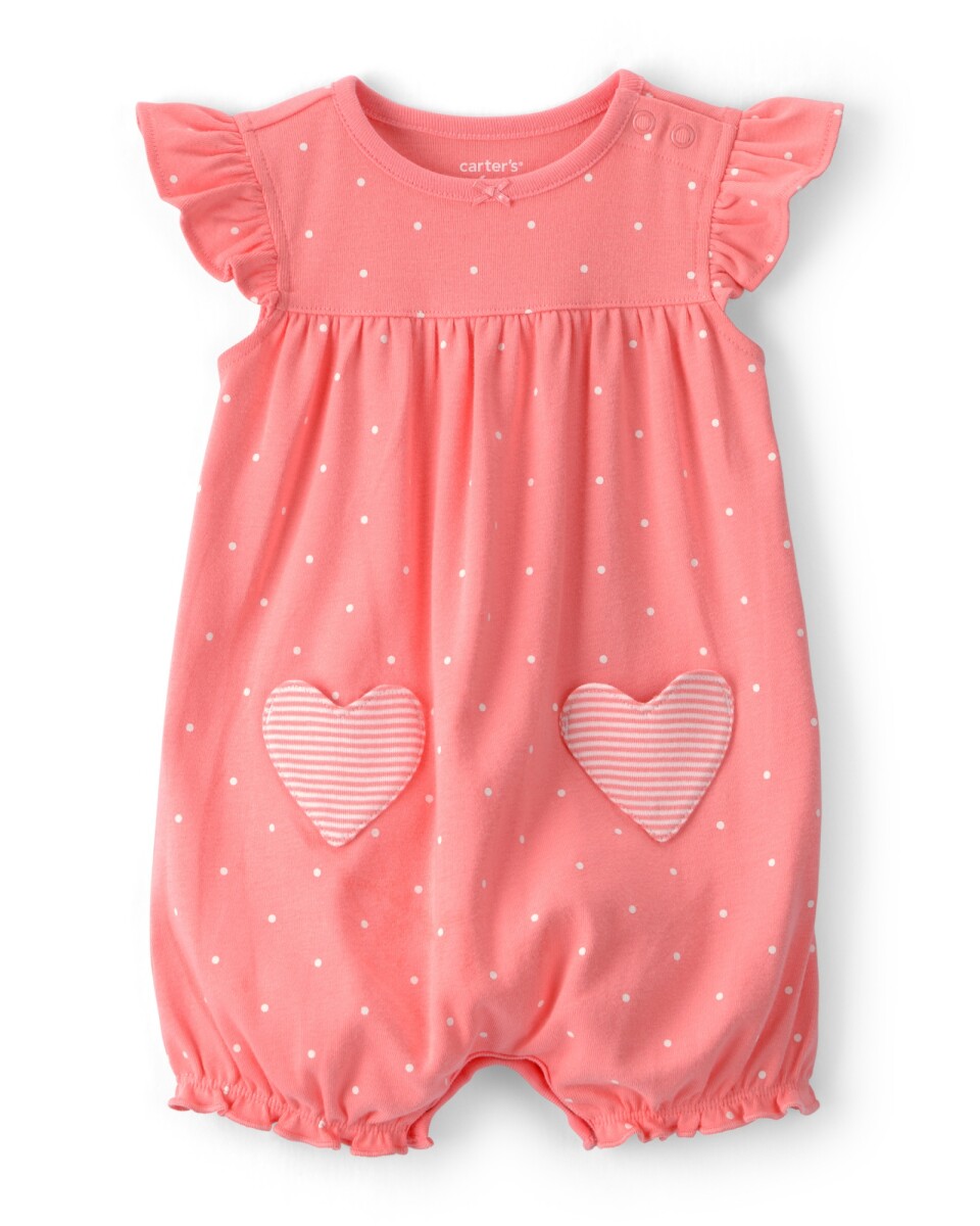Monito bombachudo de algodón, rosado, con bolsillos corazón 