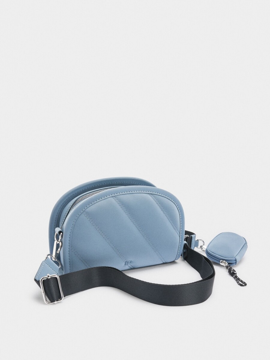 Bolso Bandolera Textura Suave Y Colgante azul